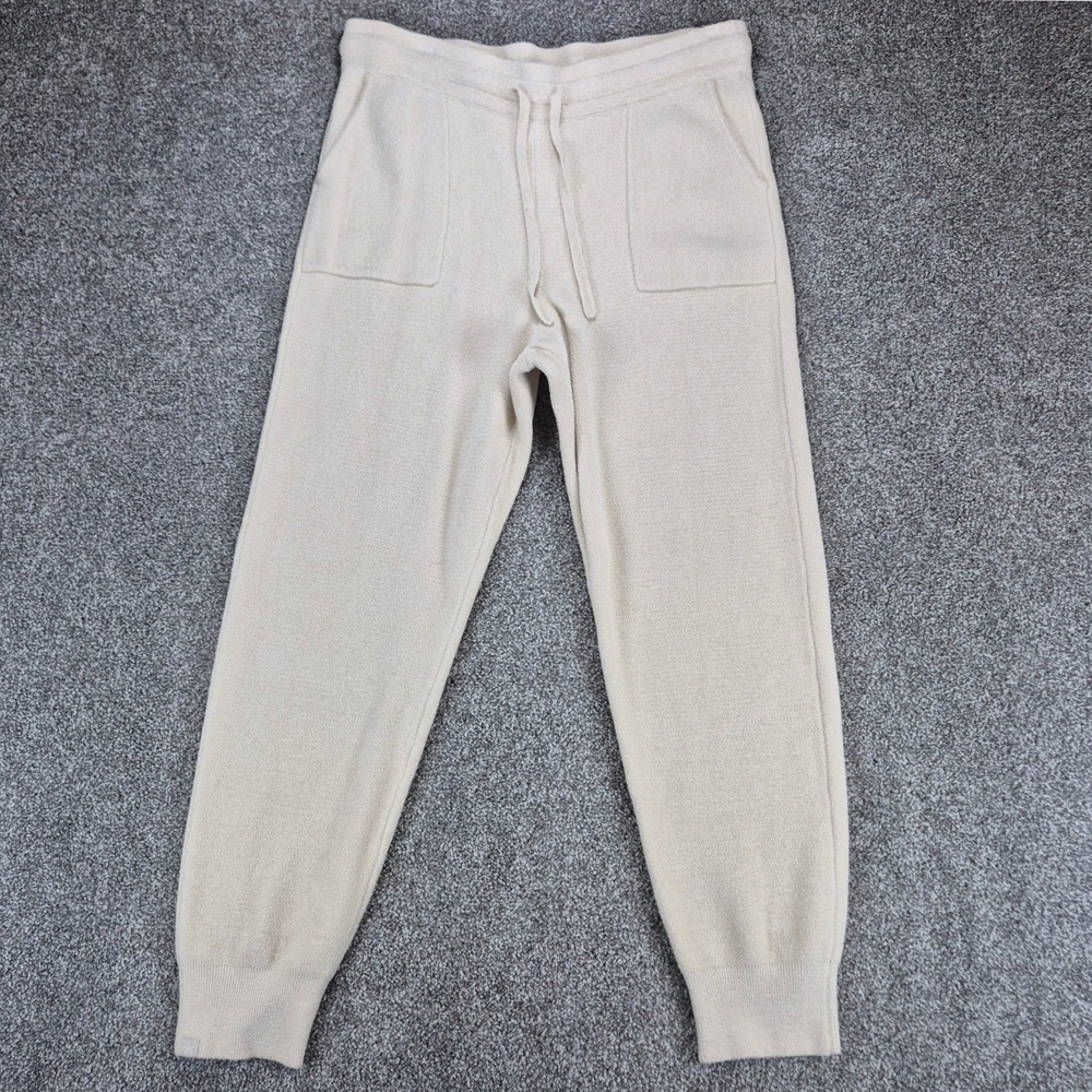 Barefoot Dreams CozyChic Lite Rib Blocked Joggers Womens XL Cream Lounge Pants